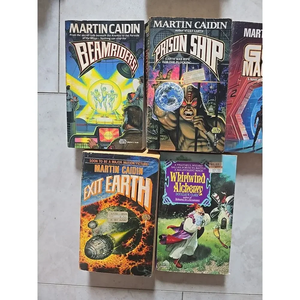 Lot of 5 Vintage Martin Caidin Space Fantasy Science Fiction Paperback Books‎